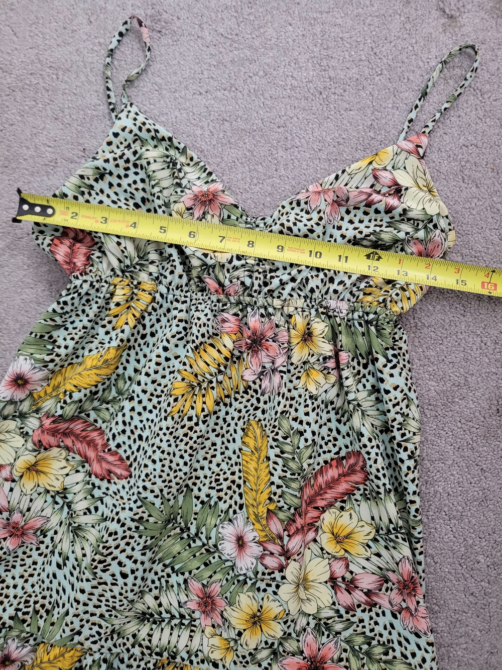 Velvet Torch Los Angeles Tropical Floral Animal Print Mini Dress Size L (Fits M) - Picture 8 of 9
